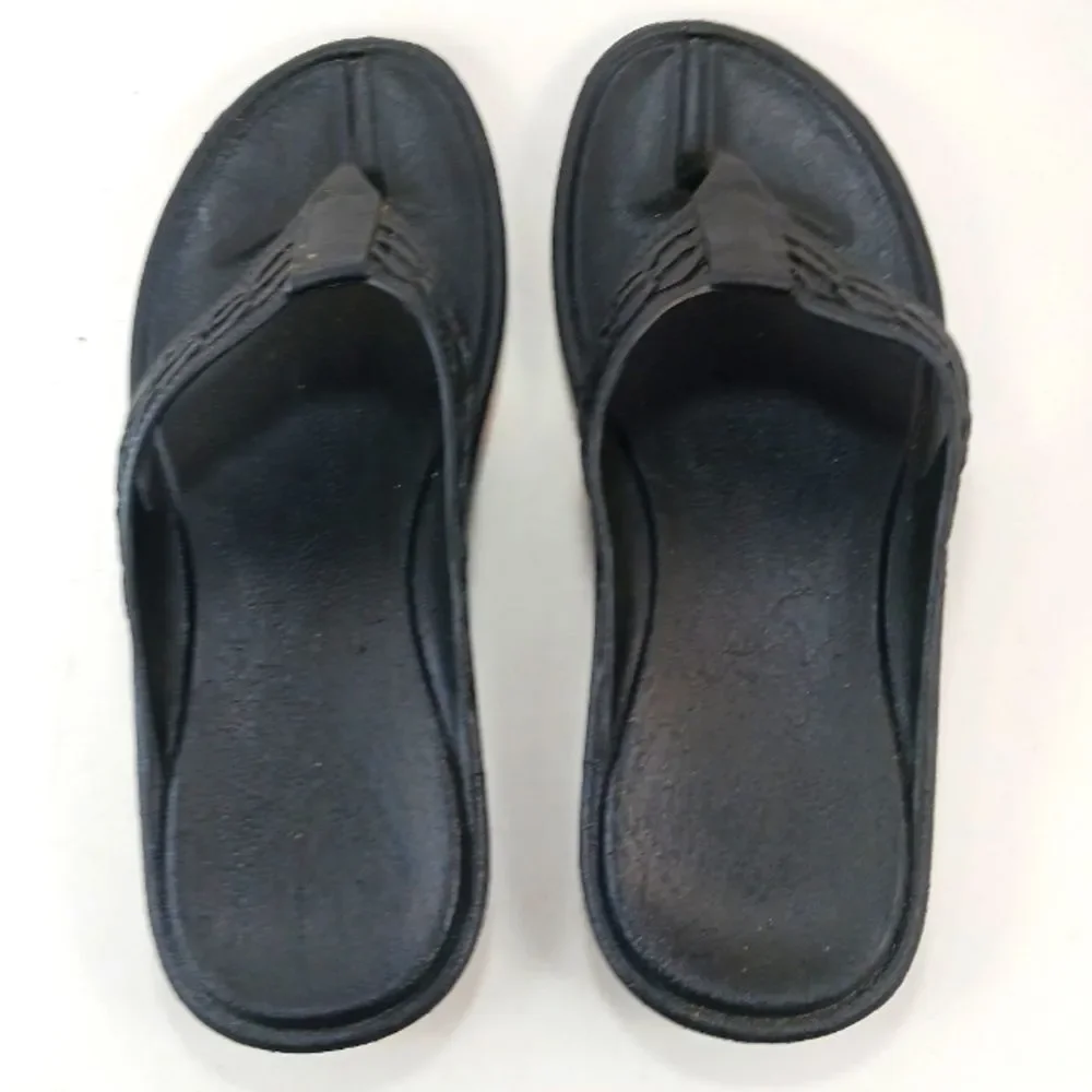 Pali Hawaii Shaka Weave Pattern Thong Sandal Slip-On Cushion Footbed Men's 12 Bk